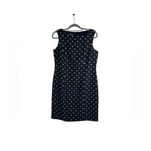 Natural Instincts 100% Silk Black White Polka Dot Sheath Dress Size 10